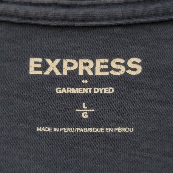 Men's Express V-Neck Blue Verigated T-shirt Large Soft - Picture 3 of 8